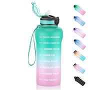 ETDW Gourde de sport 2 litres avec paille [sans BPA Tritan], 2000 ml Gourde de sport avec marqueurs de temps, bouteille d'eau à preuve de fuite pour violet