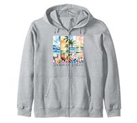 Été coup de pinceau plage vacances tropicales croisière coucher de soleil mer Sweat à Capuche