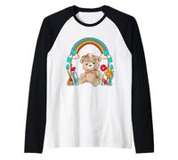 Été Enfant Rétro Nature Teddy Ours en peluche Arc-en-ciel Fille Manche Raglan