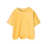 Été Enfants Manches courtes Coton mercerisé Garçons et filles dans les petits enfants Col rond T-shirt décontracté Hauts 3A Vêtements pour enfants Chemise Garçon Bleu clair, jaune, 18-24 mois