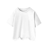 Été Enfants Manches courtes Coton mercerisé Garçons et filles dans les petits enfants Col rond T-shirt décontracté Tops 3A Vêtements pour enfants Chemise Jack, Blanc., 4-5 ans