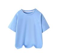 Été Enfants Manches courtes Coton mercerisé Garçons et filles dans les petits enfants Col rond T-shirt décontracté Hauts 3A Vêtements pour enfants Chemise Garçon Bleu clair, bleu, 6-7 ans