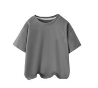 Été Enfants Manches courtes Coton mercerisé Garçons et filles dans les petits enfants Col rond T-shirt décontracté Hauts 3A Vêtements pour enfants Chemise Garçon Bleu clair, gris, 3-4 ans