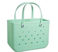 Été EVA Sac De Plage Panier Femmes Silicon Beach Fourre-Tout avec Trous Respirant Pouch Shopping Panier De Rangement, for Plage Voyage Sports 23.4.17 (Color : Lake Green)
