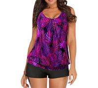 Été Femme Vêtements Maillot de Bain 2 Pieces Women's Spring Summer Solid Color Camisole Split Sleeveless Bikini Set with Breast Topper Maillot de Bain Vintage Femme (Purple M)