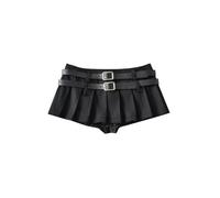 Été Femmes JK Preppy Style Mini Jupe Plissée Short Design Y2k Culottes Harajuku Mode Micro Jupe Ceinture-Noir-M