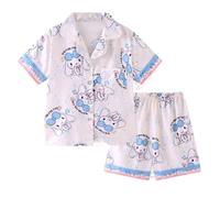 Été Nouveau vêtements d'intérieur Kawaii pour Enfants, Filles Dessin animé Impression Shorts à Manches Courtes Pyjama en Soie glacée,Style 5,140cm
