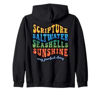 Été Plage Écriture Eau salée Coquillages Soleil Rétro Sweat à Capuche