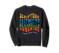 Été Plage Écriture Eau salée Coquillages Soleil Rétro Sweatshirt