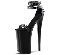 Été Pôle Danse Chaussures Talons Hauts Sandales Stiletto 20CM Sexy Fond Épais Chaussures pour Femmes Chaussures De Strip-Tease,Noir,37 EU