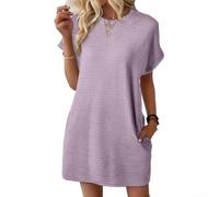 Été Polyester Élastique Respirante Pour Femmes Été Polyester | Coupe ample et col rond, design dÃ©contractÃ© parfait pour cacher les dÃ©fauts du corps et offrir une pour (Light purple XL)