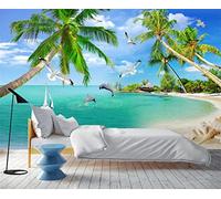 Été Soleil Plage Cocotier Paysage Marin Personnalisé Mural Décor À La Maison 3D Œil Nu Papier Peint Chambre Décor Papier Peint-250Cmx175Cm