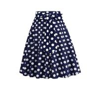 Été Style français Femmes Jupes Courtes Vintage imprimé à Pois Rouge Blanc Noir Bleu Taille Haute Dames élégantes années 50 Tunique Midi jupes-4-L