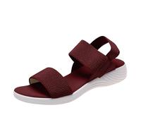Été Surdimensionné Commerce Extérieur Femmes Chaussures Casual Bande Élastique Arrière Sangle Fly Tissé Semelle Plate Sandales pour Femmes, rouge, 37 EU