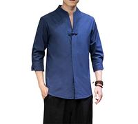 Été Tang Costume Top Hommes Chinois Lin Chemise Rétro Casual Top Kung Fu Traditionnel Asiatique