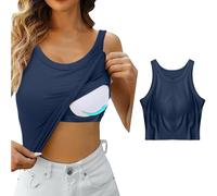 Ete Vente Flash HUIFUAO Camisole pour Femme avec Soutien-Gorge intégré - Débardeur Blanc Sexy pour l'été - Débardeur Basique avec Soutien-Gorge intégré, Z04 Bleu, L