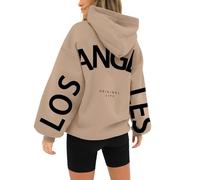 Ete Vente Flash HUIFUAO Paris Sweat à Capuche surdimensionné pour Femme, imprimé Lettres Noires, Manches Longues, Grande Taille, Z02 Kaki, M Mon Panier