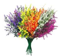 Eteamcan Lot de 10 fleurs artificielles d'extérieur - Lavande artificielle en plastique - Pour extérieur, intérieur et extérieur