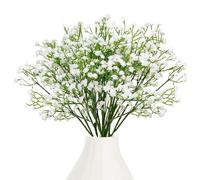 Eteamcan Lot de 18 fleurs artificielles gypsophiles pour décoration, fleurs décoratives en plastique blanc pour mariage, maison