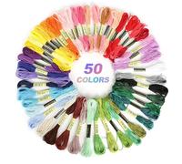 Eteamcan Lot de Fils à Broder en Coton 50 Couleurs Fil à Broder Doux Fil à Broder pour la Fabrication de Bracelets au Point de Croix pour débutants