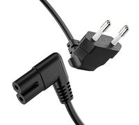 ETEC Câble d'alimentation 2 Broches - 5 m - Fiche européenne de Type C vers IEC C7 Femelle Euro 8 - Angle de 90° - pour PS3, PS4, PS5, appareils ménagers, TV, etc. - Noir