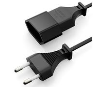 ETEC Euro Câble d'alimentation - Câble d'extension - Connecteur Euro Droit vers Prise Euro Droite - Câble d'alimentation pour appareils électroménagers - 1,00 m - Noir