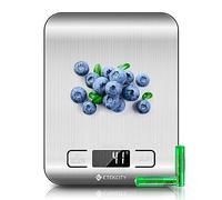 Etekcity EK6015 Balance de cuisine numérique professionnelle avec écran LCD, précision incroyable jusqu'à 1 g (poids maximum de 5 kg) Acier inoxydable