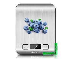 Etekcity EK6015 Balance de cuisine numérique professionnelle avec écran LCD, précision incroyable jusqu'à 1 g (poids maximum de 5 kg) Acier inoxydable