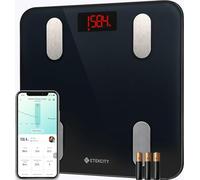 Etekcity Smart Fat Pèse-personne numérique, IMC, perte de poids, synchronisation des compositions corporelles à 13 touches avec d'autres applications de fitness, noir, 30 x 30 cm