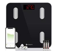 Etekcity Smart Fat Pèse-personne numérique, IMC, perte de poids, synchronisation des compositions corporelles à 13 touches avec d'autres applications de fitness, noir, 30 x 30 cm