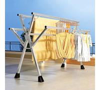Etendage Linge Interieur Pliable - 5 Barres Étendoir à Linge Extérieur Grande Capacité - Acier Inoxydable Etendoir Drap Solide Durable - Clothes Drying Rack,Without Wheels,2M/6.56FT