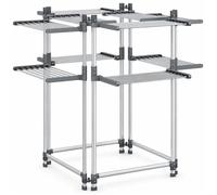 Étendoir à Linge Aluminium 107 x 107 x 120 cm 33 m Pliable 2 Niveaux Argenté
