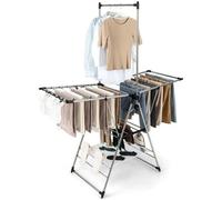 Étendoir à Linge COSTWAY en Aluminium-35 Barres-Hauteur Réglable à 6 Niveaux-Clips Latéraux pour Chaussettes-4 Porte-chaussures