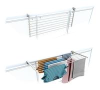 Étendoir à linge de garde-corps extérieur résistant en acier inoxydable et aluminium - Foxydry Duo Blanc 118 cm