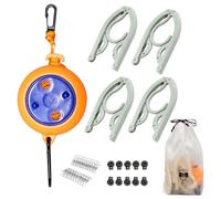 Étendoir à linge de voyage portable, corde à vêtements rétractable extérieur,Séchoir à linge pour camping-car Étendoir à linge de voyage | Câble de séchage de linge avec boucles et cintres, corde pour