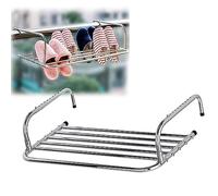 Étendoir à Linge, étendoir réglable en Acier Inoxydable pour Balcon et Mur, Cintre léger pour vêtements et Serviettes d'intérieur/extérieur, Barre de séchage Pliable, Finition argentée