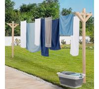 IDMarket – Étendoir à linge extérieur Madera – Capacité 12 m – Bois