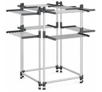 Étendoir à Linge Grand Format 33 m - Séchoir Aluminium 2 Niveaux Pliables 107 x 107 x 120 cm Argenté