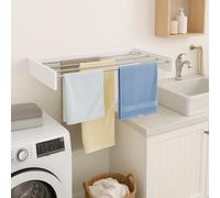 Étendoir à Linge Mural, Étendoir, Montage Mural, COBRA Etendoir à Linge Pliable pour l'intérieur ou l'extérieur, 100 cm, Blanc