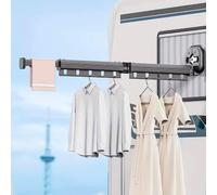 Kitchen Move Séchoir à linge mural PYTHON 92 cm – Extensible et pliable, 10 crochets, Noir