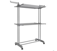 Étendoir à Linge, Pliable, 63,5 x 128 x 148 cm, Grande Capacité, Utilisation Intérieure et Extérieure, Gris Tourterelle