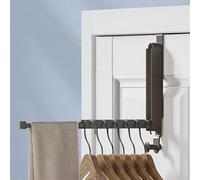 Étendoir à linge pliable à suspendre sur la porte, cintre en alliage d'aluminium avec verrou rétractable, porte-manteau avec 6 rainures, crochet de cintre pour serviette, manteau, sac et peignoir