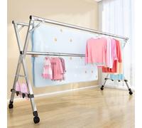 Étendoir à linge pliable avec roulettes, extensible et gain de place, support à linge vertical en acier inoxydable avec support à chaussures, 1,6 m, idéal pour les petits espaces