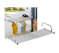 Étendoir à Linge Pliable et Portable en Acier Inoxydable, Cintre rétractable pour rambardes et rebords de fenêtres, Solution de séchage du Linge compacte pour l'intérieur et l'extérieur