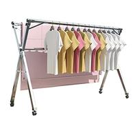 Étendoir à linge pliable portable avec roulettes, tour de sol double couche pour le séchage du linge intérieur et extérieur