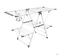 5 five simply smart 5five - Étendoir à Linge Pliant Sinaï Double Niveau Larges Tubes Capacité 24m Séchage Rapide sans Marque Sécurité Antidérapant 2 Accessoires Inclus