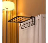 Étendoir à linge pour radiateur - Porte-serviettes en fer à suspendre - 35 cm - Pour chauffage et salle de bain - Sans perçage nécessaire - Noir