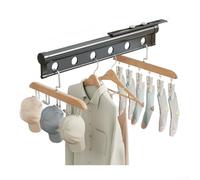Étendoir à linge réglable, support de séchage télescopique pour balcon, étagère en métal extensible avec trous coupe-vent, cintre simple pour petits appartements, gris (6 trous)