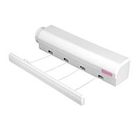 Étendoir à linge rétractable avec 4 fils/5 fils Étendoir télescopique mural extensible rétractable jusqu'à 3,2 m/3,75 m pour intérieur et extérieur (4 fils)
