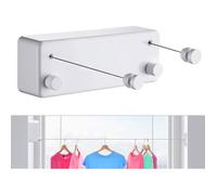 Étendoir à linge rétractable double 2 x 4 2 m - 8 4 m linéaire acier inoxydable boîtier ABS fixation murale 20 kg par fil